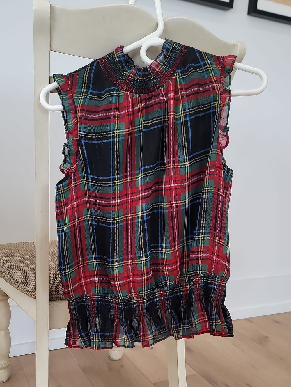 J. Crew Ruffle Plaid Top